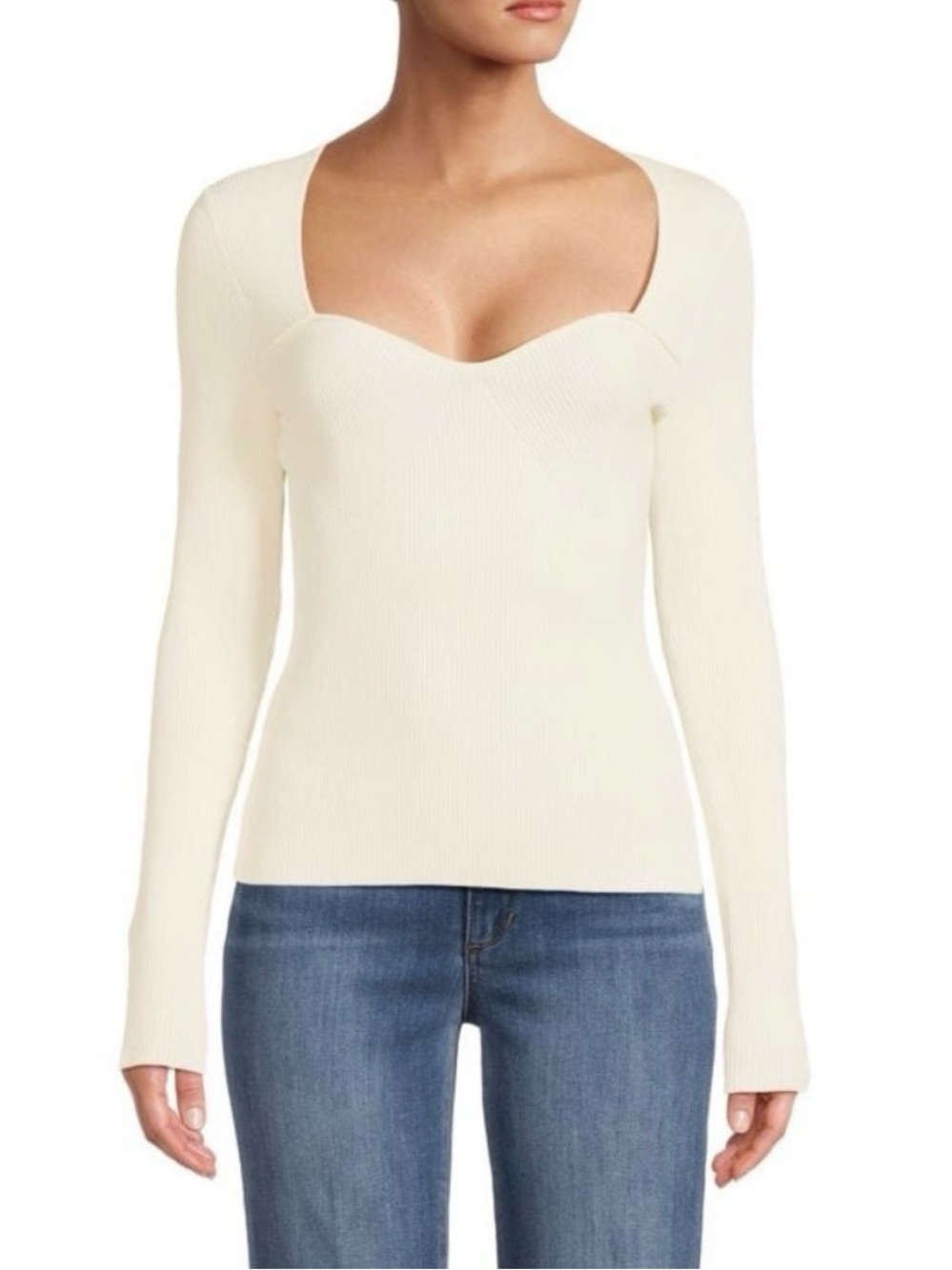 NWT Veronica Beard Gladys Pullover Top Medium Ivory Ribbed Minimal Chic Luxury